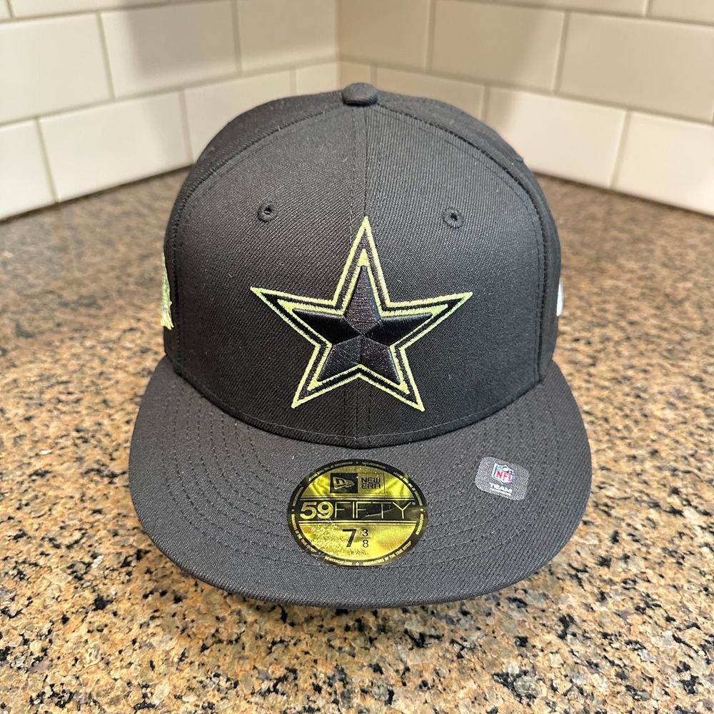 Dallas Cowboys New Era 59FIFTY Super Bowl XL Black Neon Green Hat 7 3/8 New